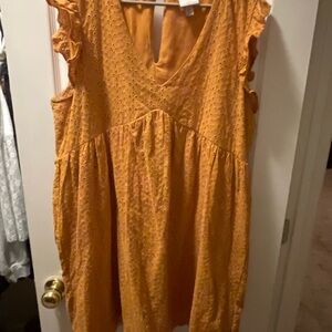Knox Rose honey mustard Eyelet Midi Dress